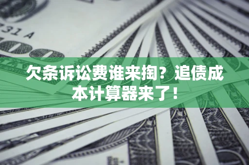 武汉欠条诉讼费谁来掏？追债成本计算器来了！